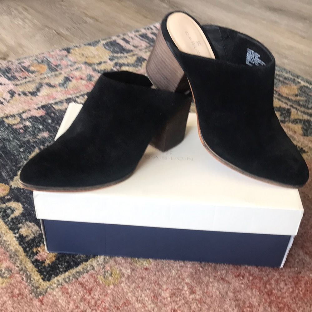 Caslon black suede mules with block heal for comfort. Worn twice. Size 8.5